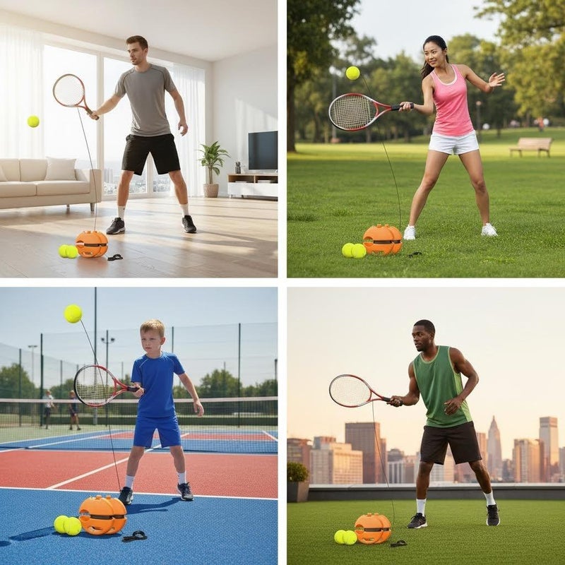 ETG All-in-One Tennis Trainer Set – 2 Rackets, 3 Balls, 2 Fillable Bases, Grips & Bag for Self-Training - Image 3